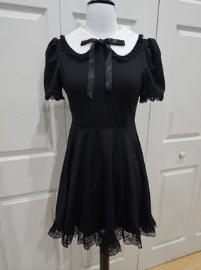 Dolls Kill The Grave Girls Soul's Embrace Black White Babydoll Lace Mini Dress S